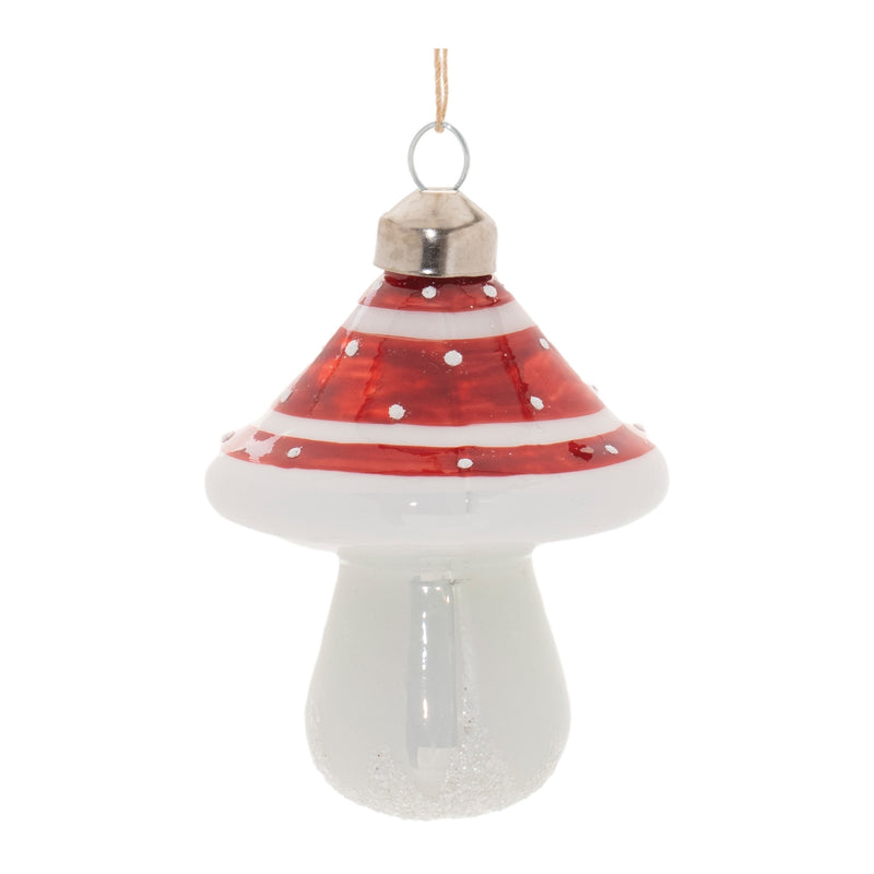 Melrose Glittered Glass Mushroom Ornament (Set of 6)