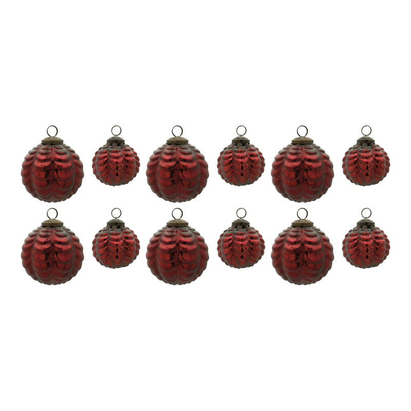 Scalloped Glass Ball Ornament (Set of 12)