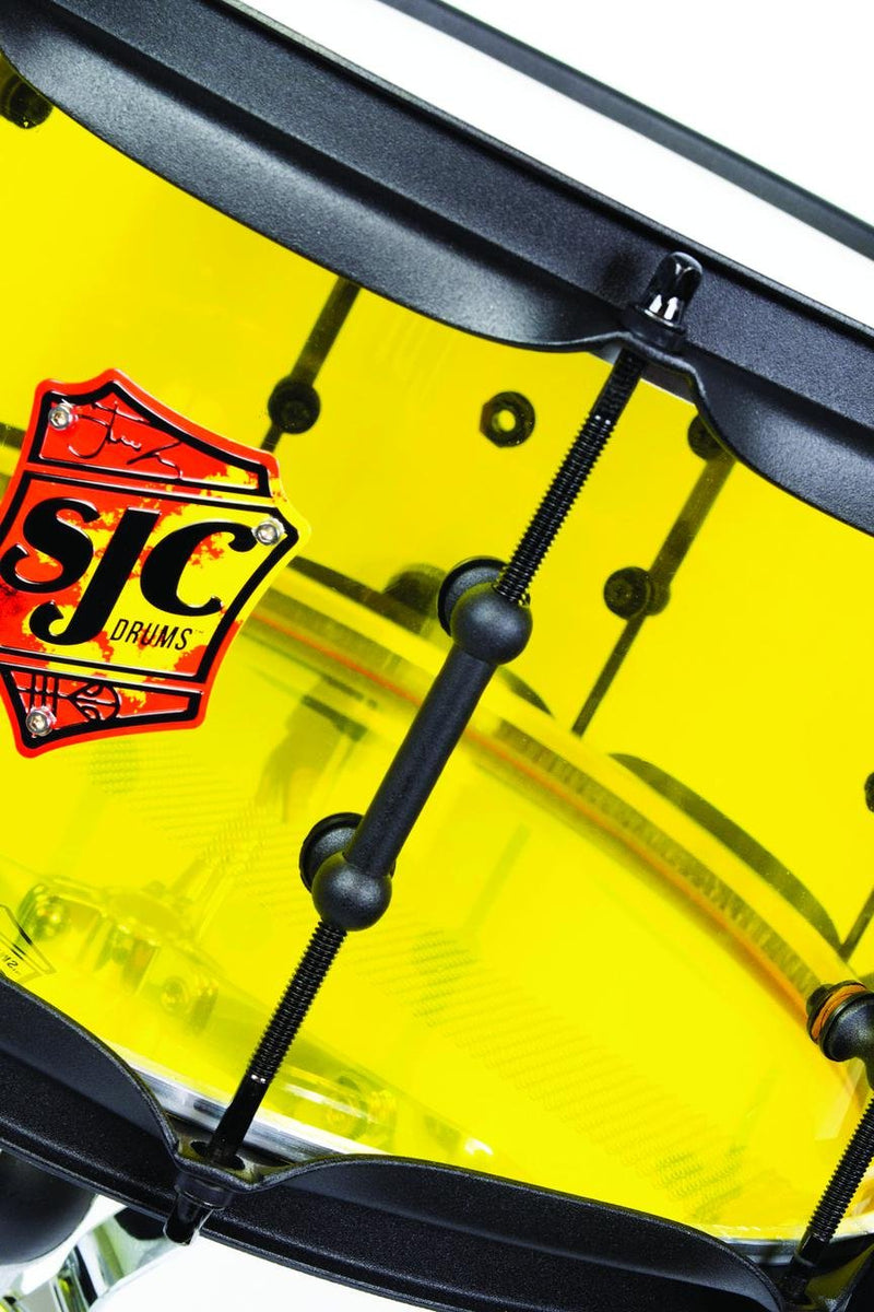 SJC Josh Dun Torch Snare Drum 6.5x14 Yellow Acrylic Shell w/ Black Hardware