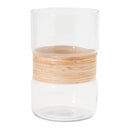 Melrose Glass Candle Holder with Bamboo Accent (Set of 2)