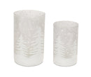 Melrose Frosted Votive Candle Holder with Snowy Forest (Set of 4)