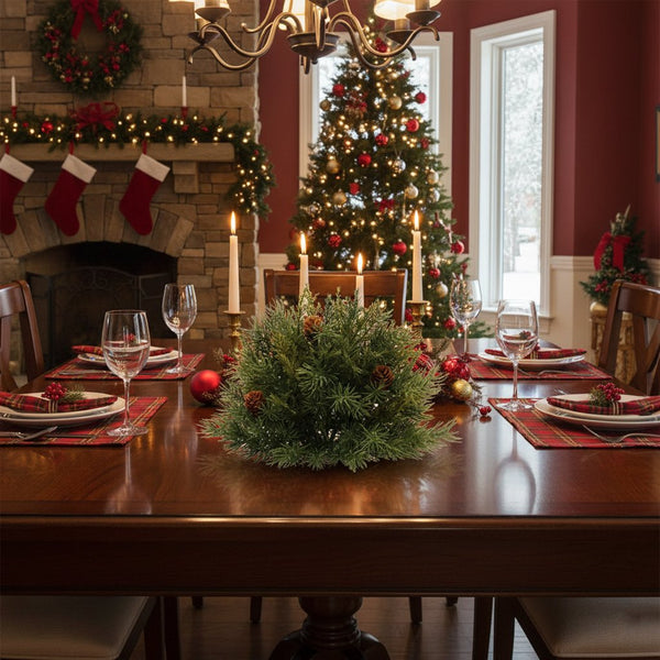 Melrose Pine Half Orb with Pinecones (Set of 2)