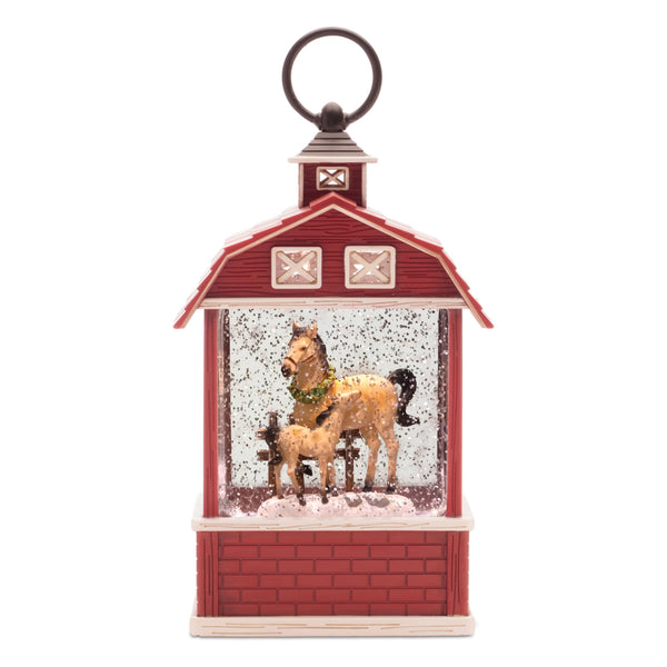 Melrose LED Horse Barn Snow Globe 11"H