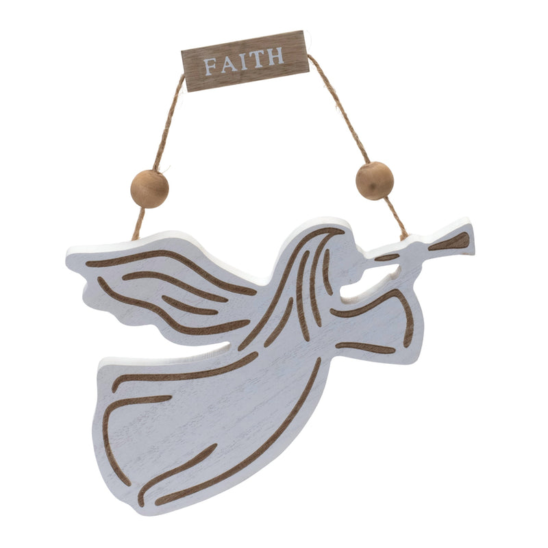 Melrose Wood Dove and Angel Sentiment Ornament (Set of 6)