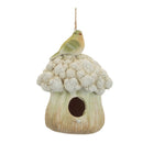 Melrose Bird House & Bird Bath Ornament (Set of 2) 4"H, 7.25"H Resin Green