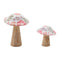 Melrose Wood Floral Patterned Mushroom (Set of 2)