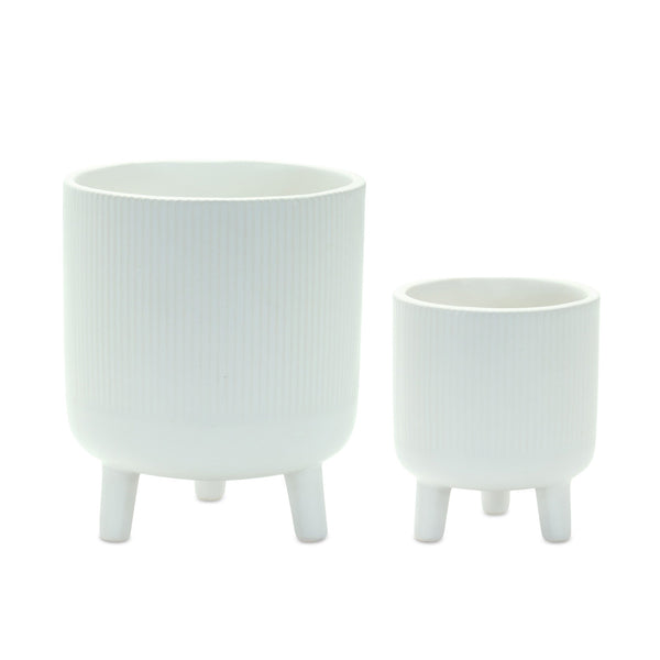 Melrose Ribbed Stone Footed Planter Set of 2 Planter, Ribbed, Dolomite