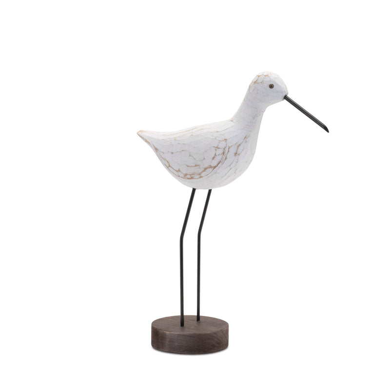 Melrose Carved Wood Sea Bird with Metal Stand (Set of 2)