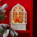 Melrose LED Snow Globe Window with Cardinal Family 9"H
