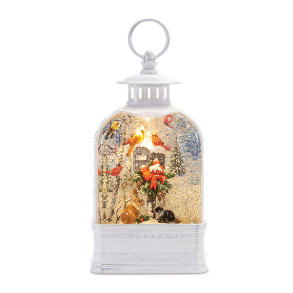 Melrose LED Snow Globe Lantern with Woodland Animals 9.75"H