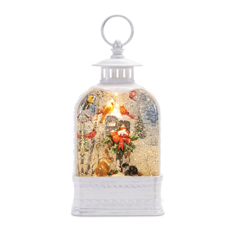 Melrose LED Snow Globe Lantern with Woodland Animals 9.75"H