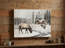 Melrose Wooden Winter Reindeer and Lodge Plaque 17.5"H