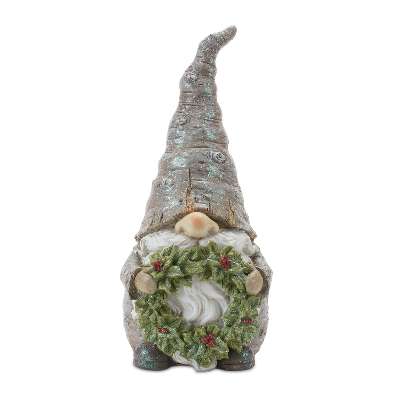 Melrose Pine Tree Trunk Gnome with Wreath Accent (Set of 2)