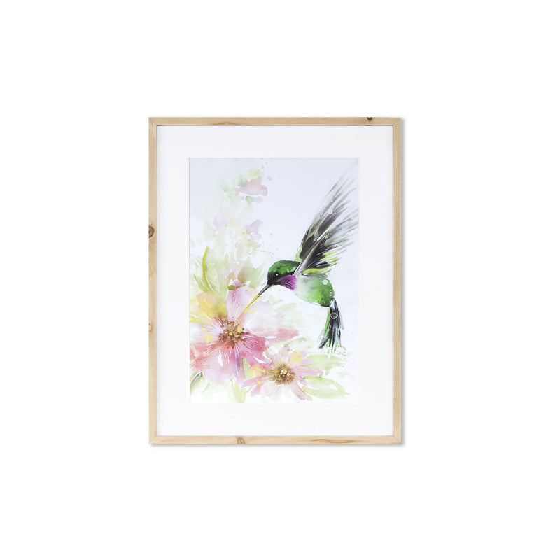 Melrose Framed Hummingbird Print Wall Decor, Wood