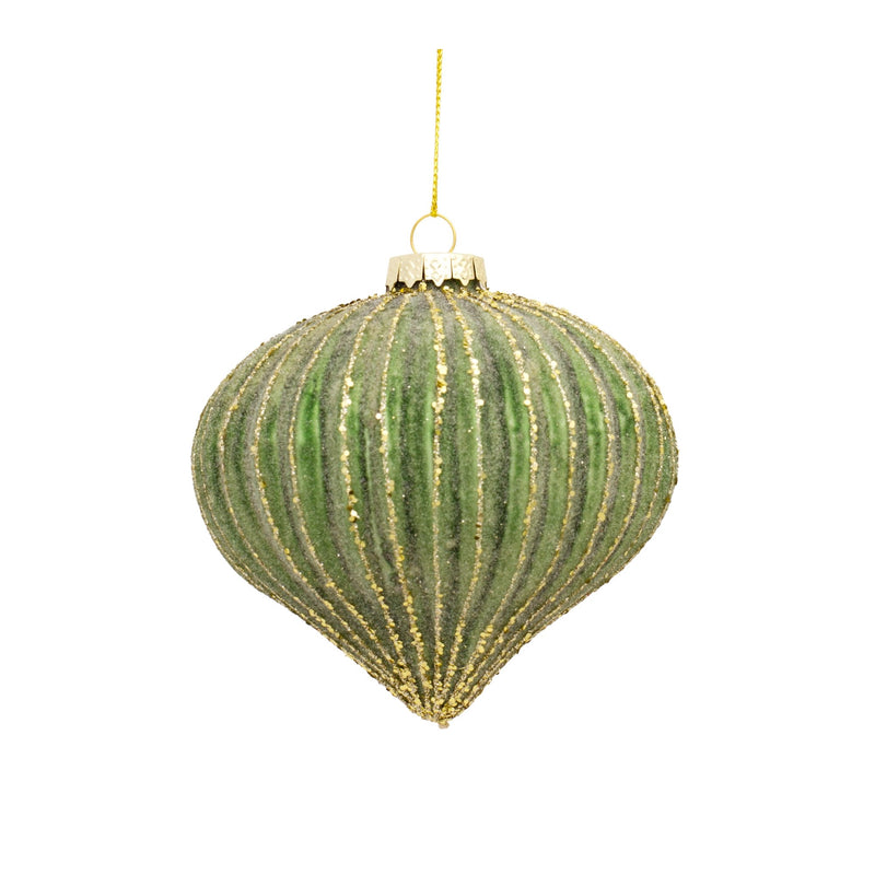 Melrose Ribbed Glass Ornament with Gold Accent (Set of 6)