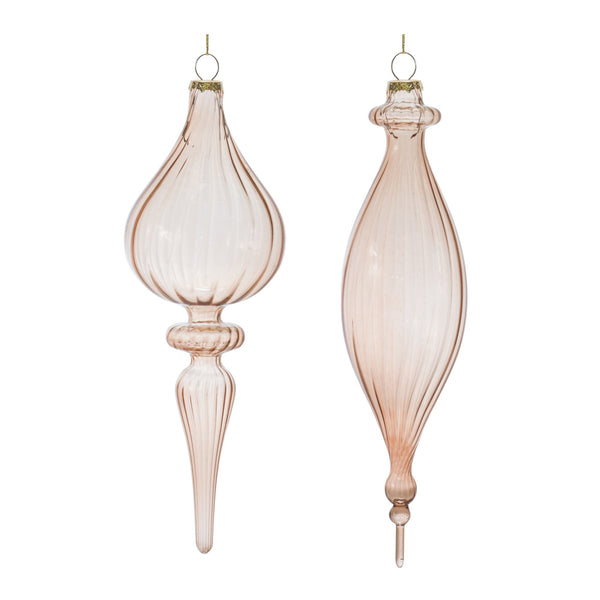 Melrose Ribbed Glass Finial Ornament (Set of 6)