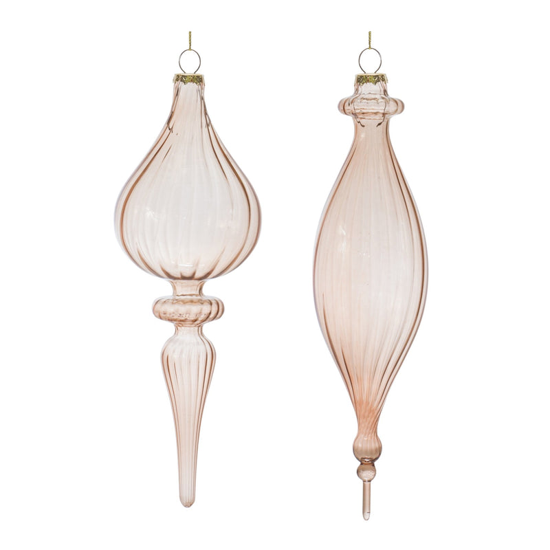 Melrose Ribbed Glass Finial Ornament (Set of 6)