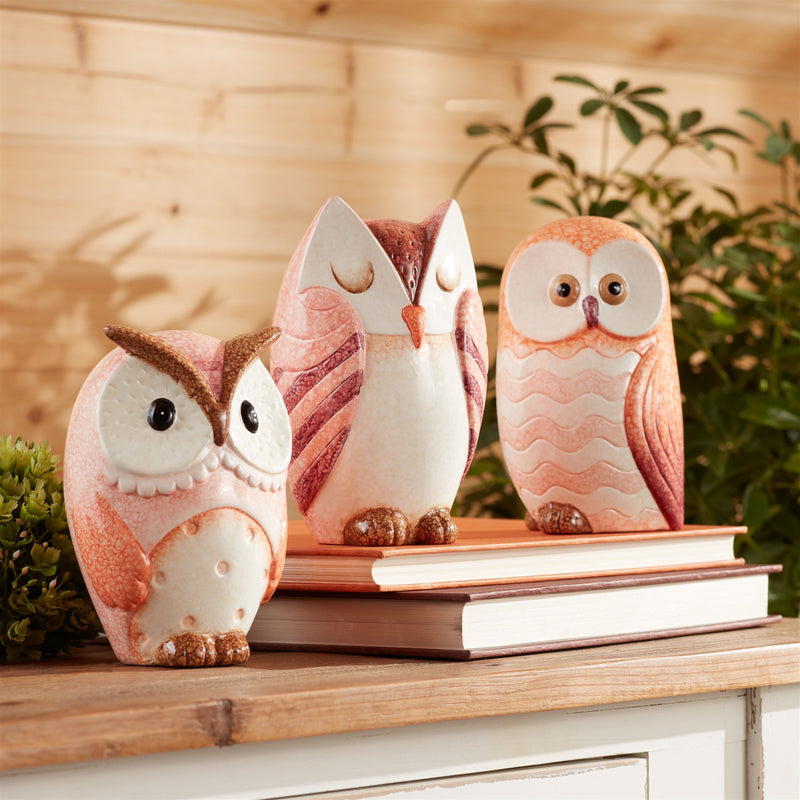 Melrose Terra Cotta Owl Decor (Set of 3)