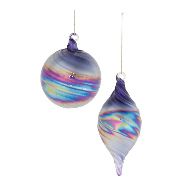 Melrose Purple Iridescent Ornaments (Set of 12)