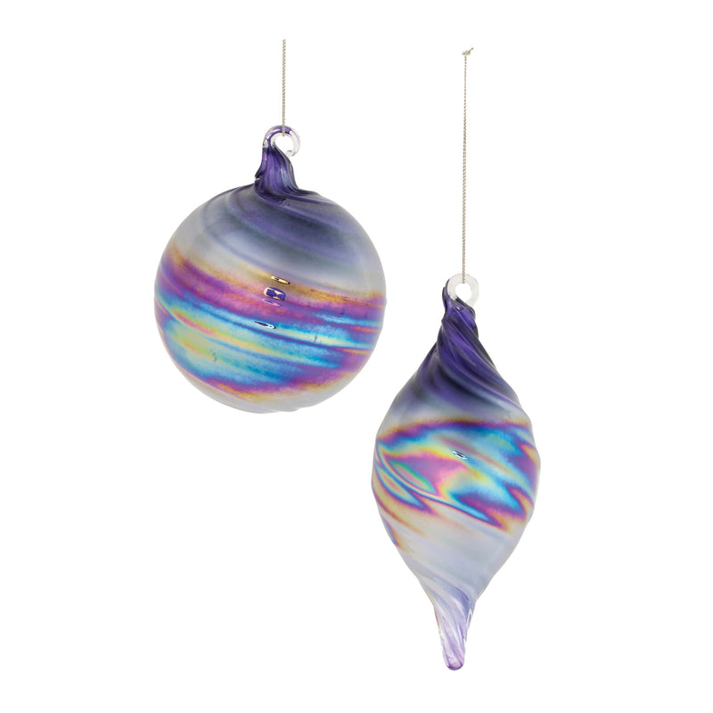 Melrose Purple Iridescent Ornaments (Set of 12)