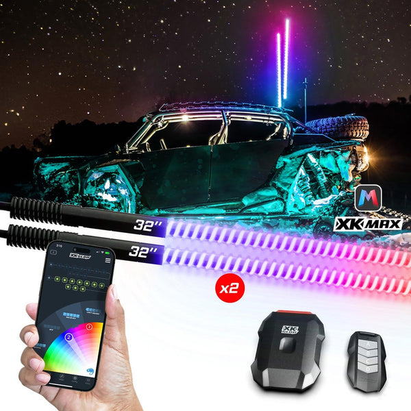 XKGlow 32" XKmax RGBW Advanced App Control LED Whip Light Kit for - MX-WHIPC-ADV