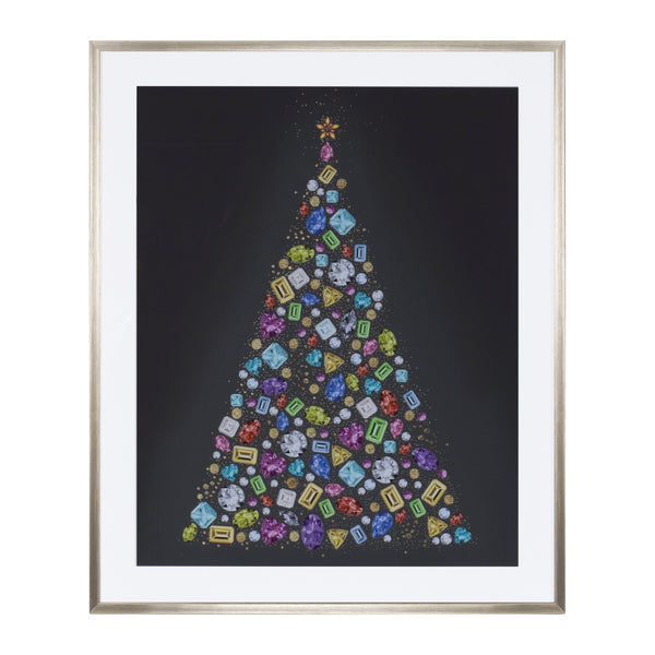 Melrose Holiday Jewel Tree Print Under Glass 23.5"H