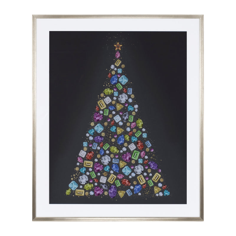 Melrose Holiday Jewel Tree Print Under Glass 23.5"H