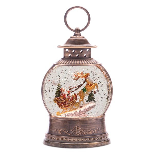 Melrose LED Santa in Sleigh Snow Globe 9"H