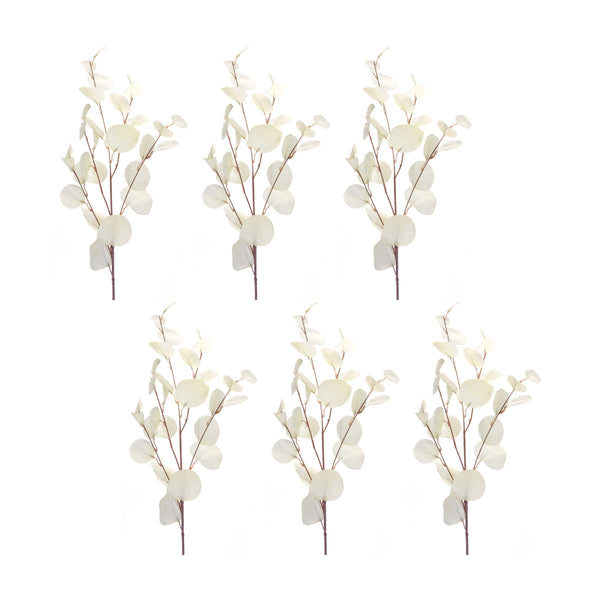 Melrose Ivory Silver Dollar Eucalyptus Leaf Spray (Set of 6)