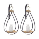 Melrose Hanging Bottle Vase in Teardrop Frame Wall Decor, Rustic, Metal
