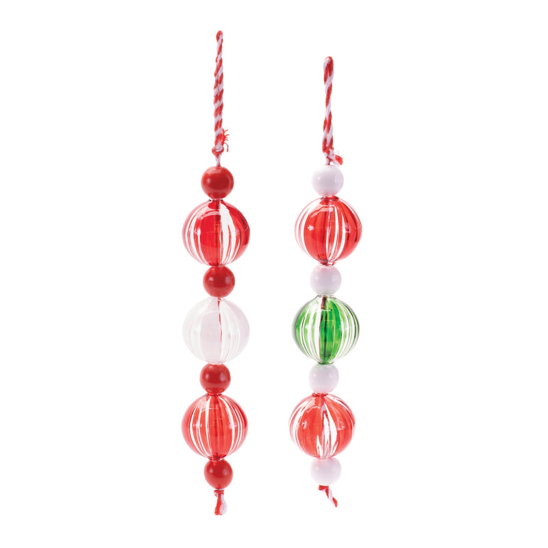 Melrose Striped Glass Mini Drop Ornaments – Set of 6