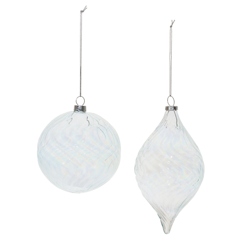 Melrose Clear Wavy Glass Ornament (Set of 6)