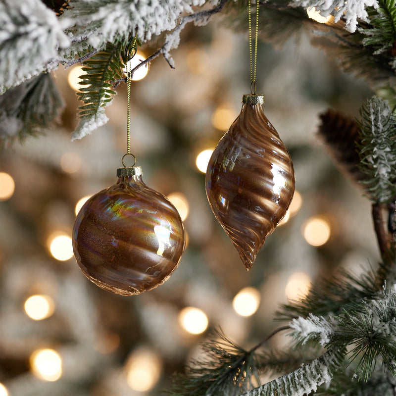 Melrose Iridescent Swirl Glass Ornament (Set of 12)