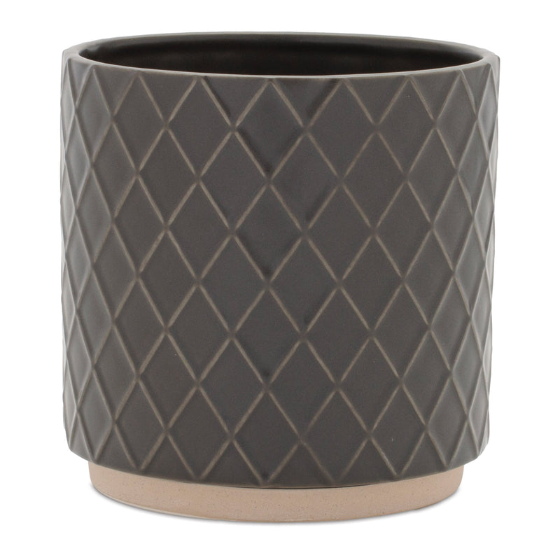 Melrose Ceramic Diamond Pattern Planter Set of 2 Planter, Ceramic