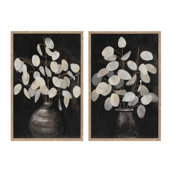 Melrose Beige Eucalyptus Print Wall Decor, Modern, Wood, Plastic