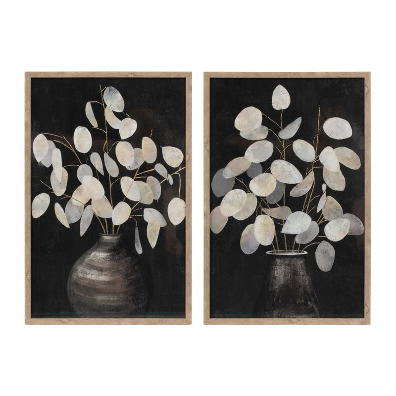 Melrose Beige Eucalyptus Print Wall Decor, Modern, Wood, Plastic