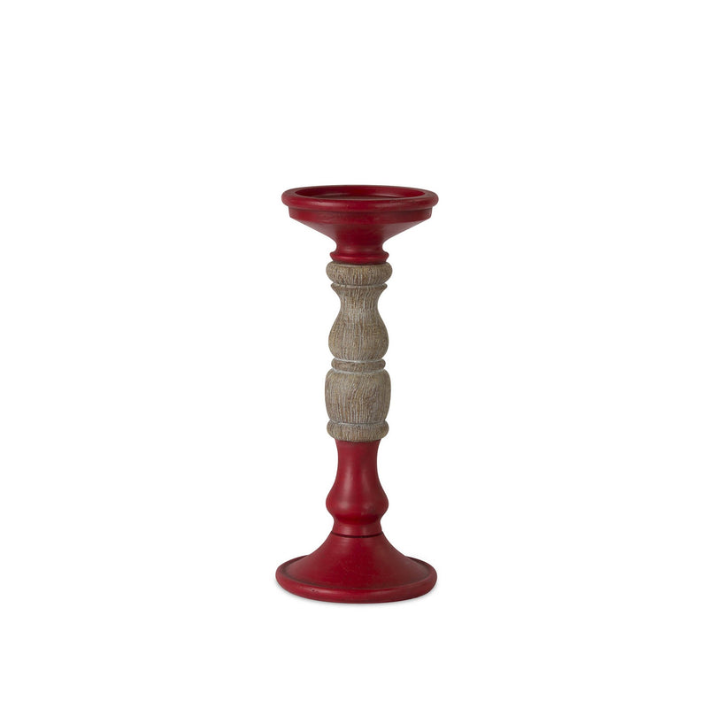 Melrose Red Candle Holder with Wood Accent (Set of 3)