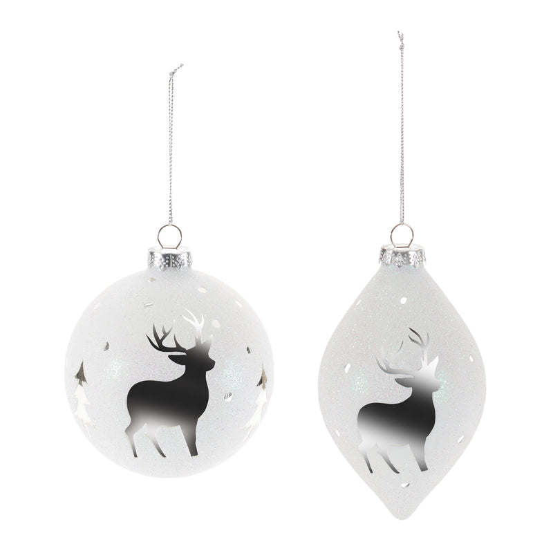 Melrose Glittered Glass Deer Ornament (Set of 6)