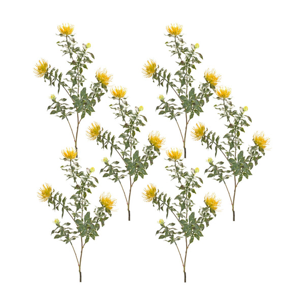 Melrose Yellow Flocked Protea Spray (Set of 6)