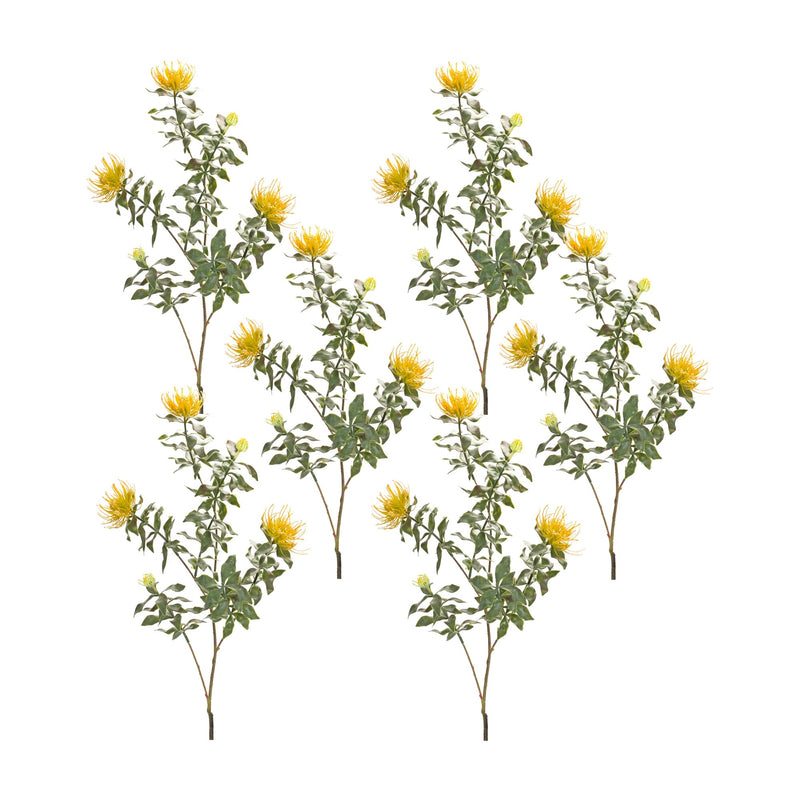Melrose Yellow Flocked Protea Spray (Set of 6)