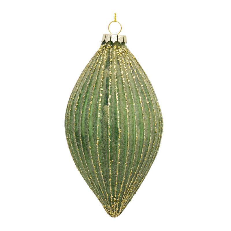 Melrose Ribbed Glass Ornament with Gold Accent (Set of 6)