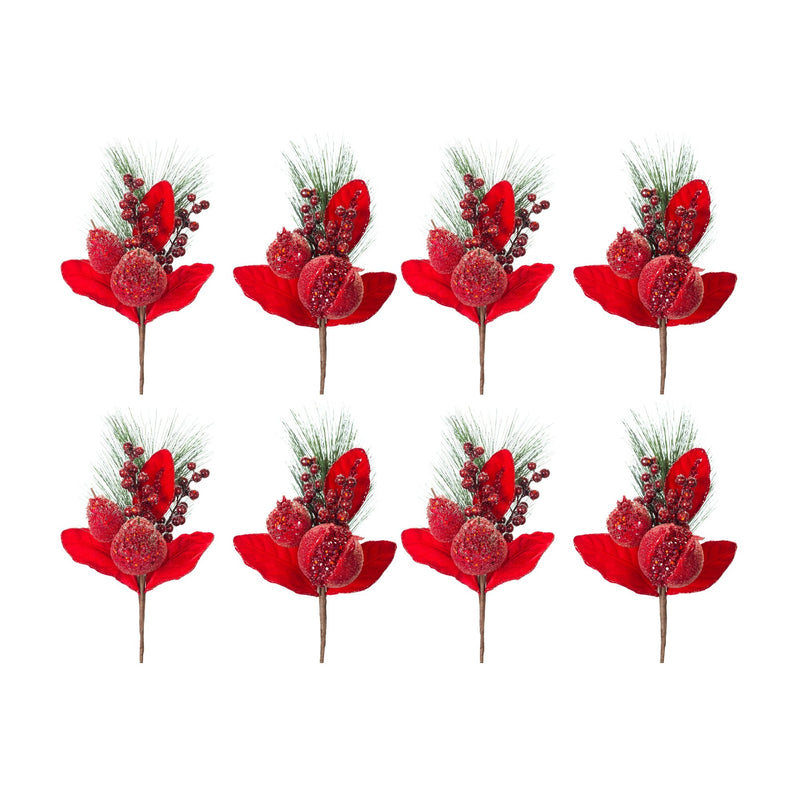 Melrose Beaded Pomegranate and Pear Pine Pick (Set of 8)