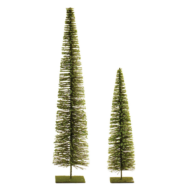 Melrose Glittered Green Bottle Brush Tree (Set of 2)