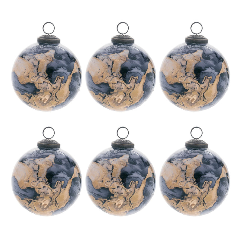 Melrose Marble Painted Glass Ball Ornament (Set of 6)