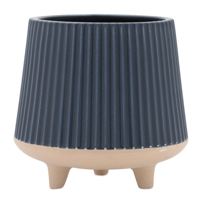 Melrose Ceramic Ribbed Footed Planter Set of 2 Planter, Ribbed, Ceramic