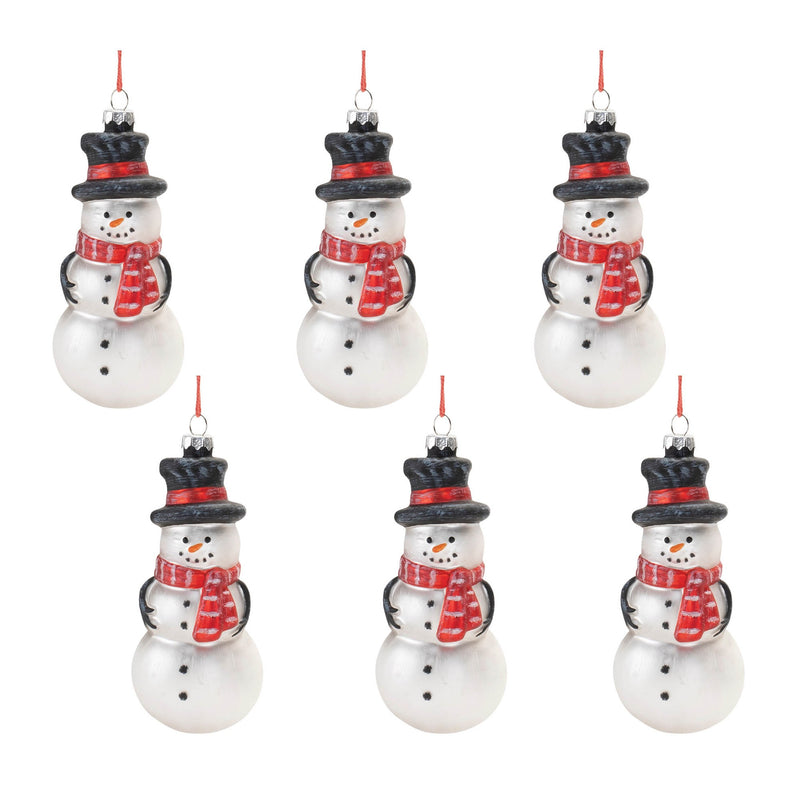Melrose Frosted Glass Snowman Ornament (Set of 6)