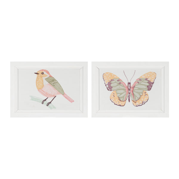 Melrose Framed Bird and Butterfly Wall Plaque, Wood