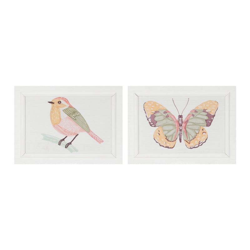 Melrose Framed Bird and Butterfly Wall Plaque, Wood