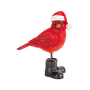 Melrose Winter Cardinal Bird Figurine with Santa Boots and Hat (Set of 3)