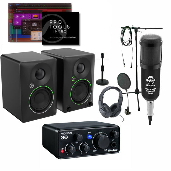 Home Studio Recording Pro Tools Intro Bundle Software Mackie AudioBox Go